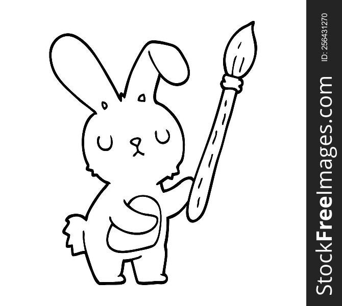 cartoon rabbit with paint brush