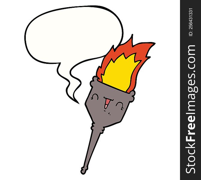 Cartoon Flaming Chalice And Speech Bubble