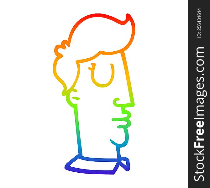 rainbow gradient line drawing of a cartoon human head