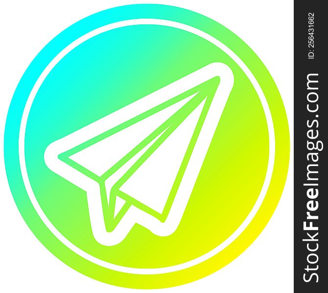 paper plane circular icon with cool gradient finish. paper plane circular icon with cool gradient finish