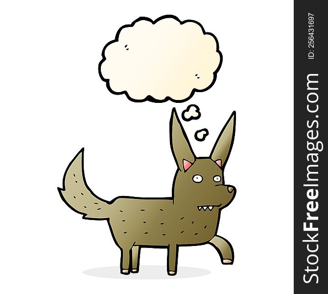 cartoon wild dog with thought bubble