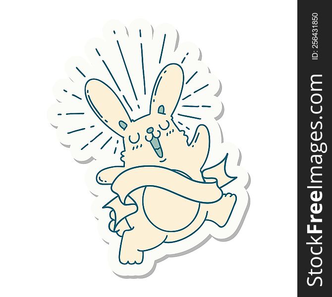 Sticker Of Tattoo Style Prancing Rabbit