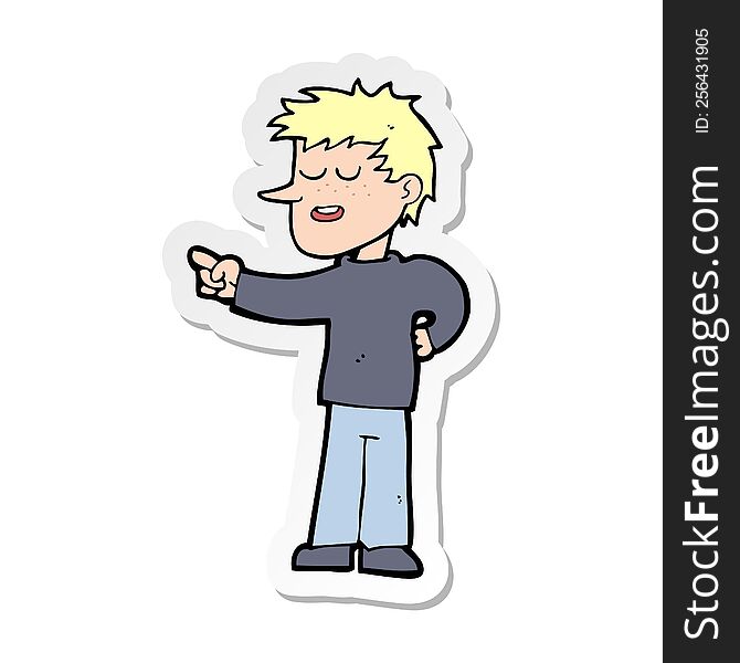 Sticker Of A Cartoon Man Pointing