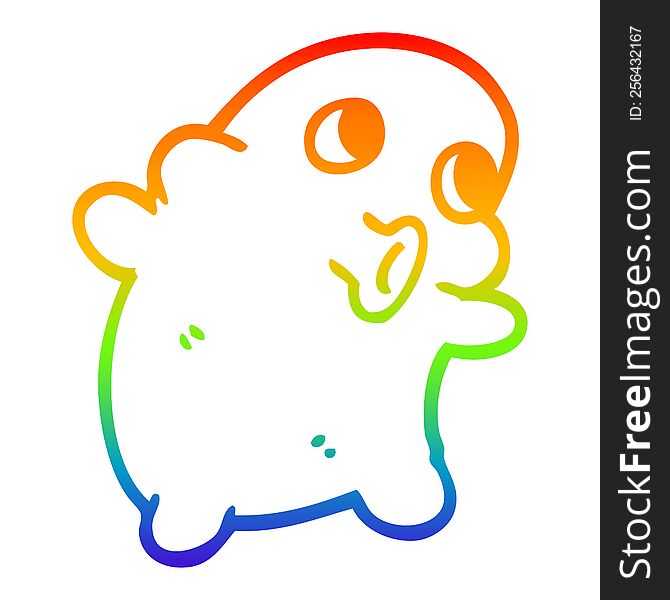 Rainbow Gradient Line Drawing Cartoon Weird Alien
