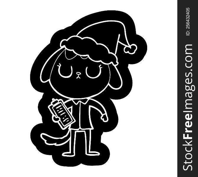 cute cartoon icon of a dog wearing office shirt wearing santa hat