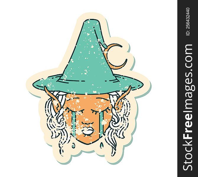 Crying Elf Mage Character Face Illustration