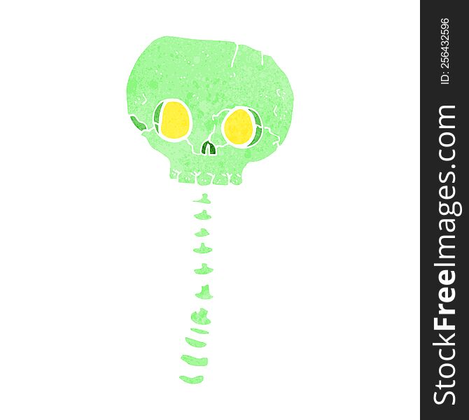 Cartoon Spooky Skull And Spine