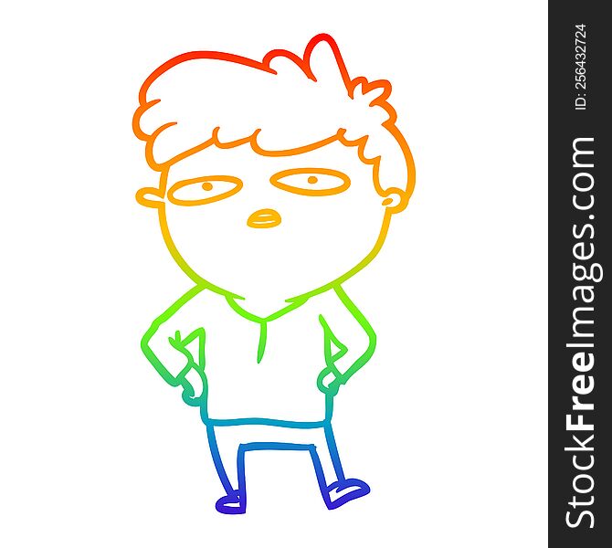 rainbow gradient line drawing of a impatient man