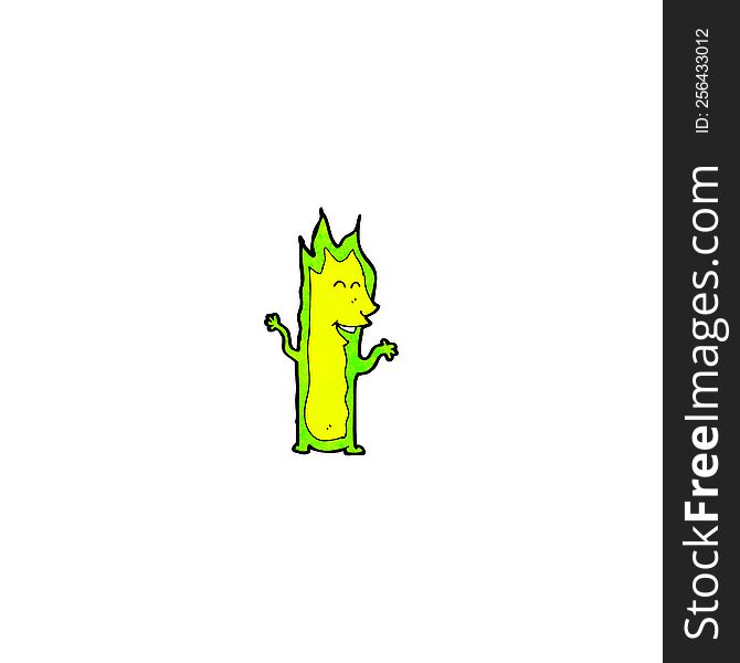 cartoon green fire spirit