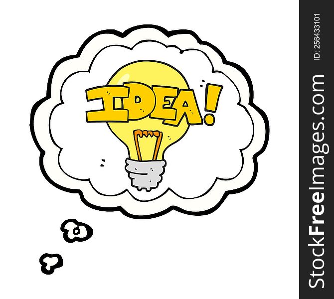 freehand drawn thought bubble cartoon idea light bulb symbol