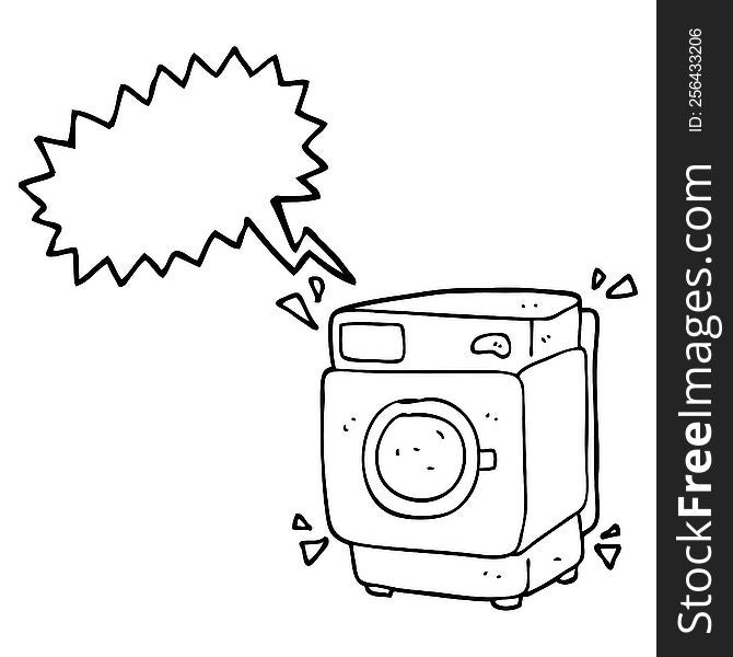 Speech Bubble Cartoon Rumbling Washing Machine