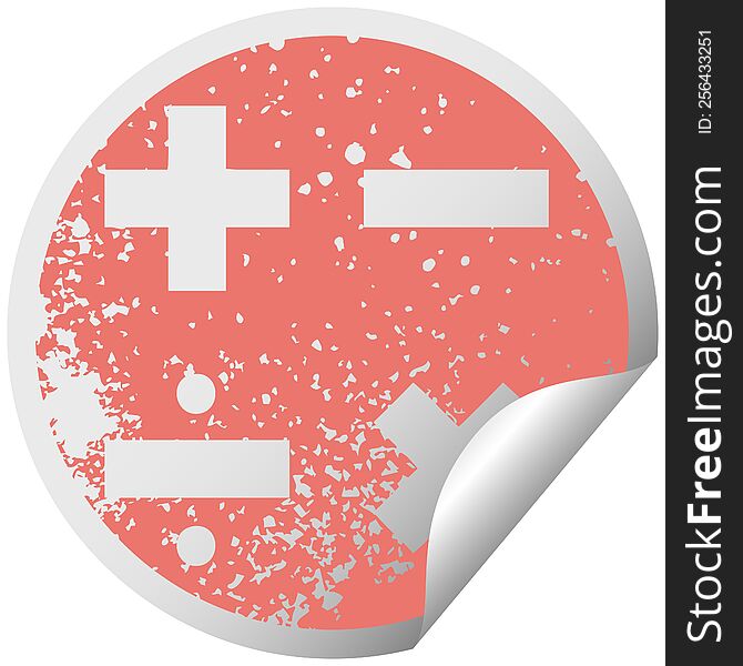 Distressed Circular Peeling Sticker Symbol Math Symbols