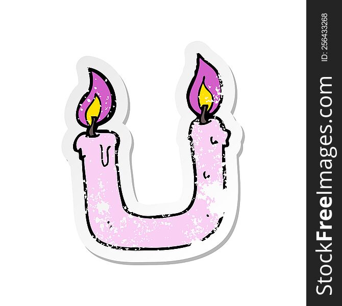 retro distressed sticker of a burning the candle at both ends cartoon