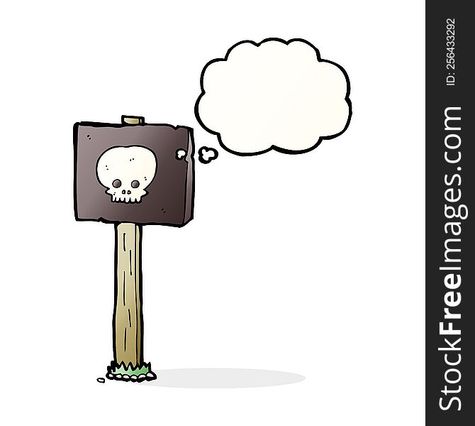 cartoon sign post with thought bubble