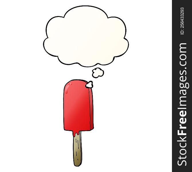 cartoon lollipop with thought bubble in smooth gradient style