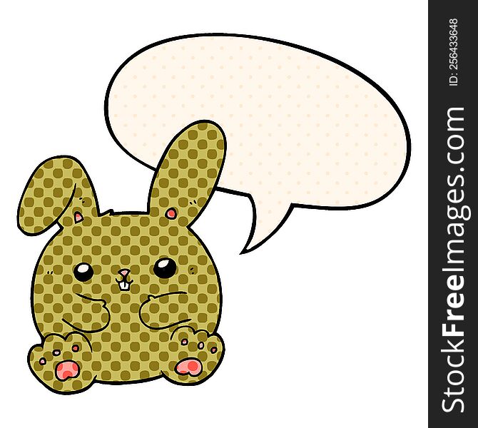 cartoon rabbit with speech bubble in comic book style
