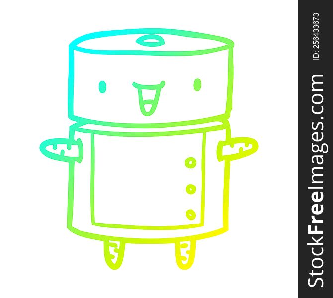 Cold Gradient Line Drawing Cute Robot