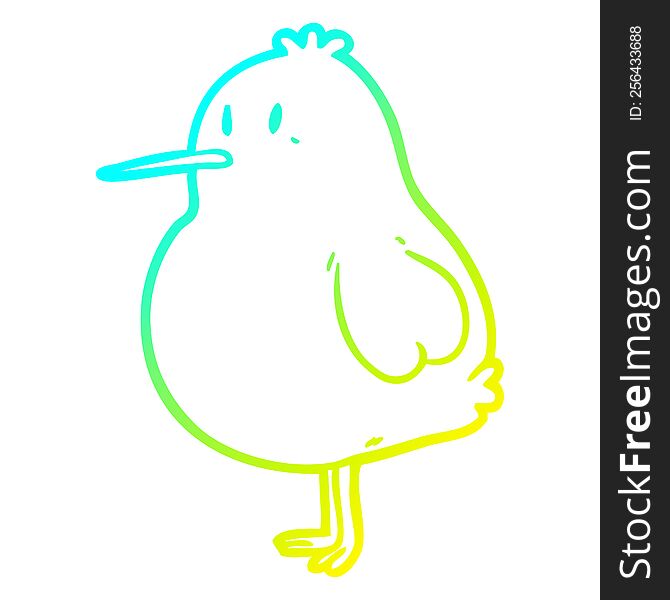 cold gradient line drawing of a cute kiwi bird