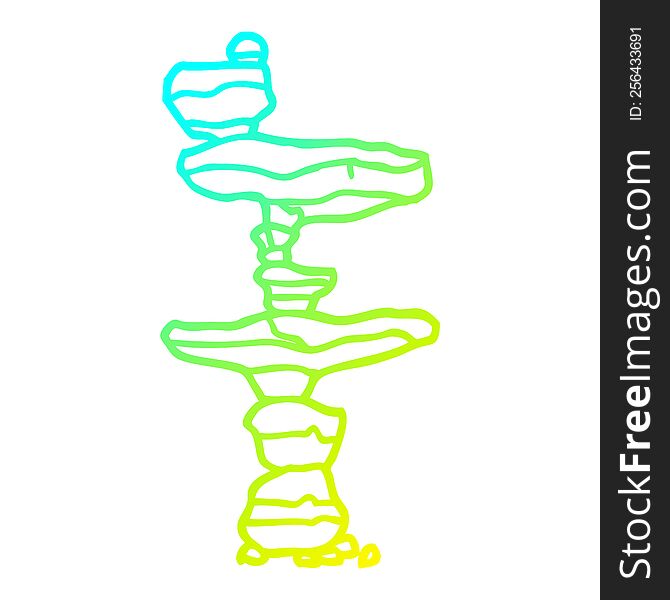 cold gradient line drawing of a cartoon of stacked stones