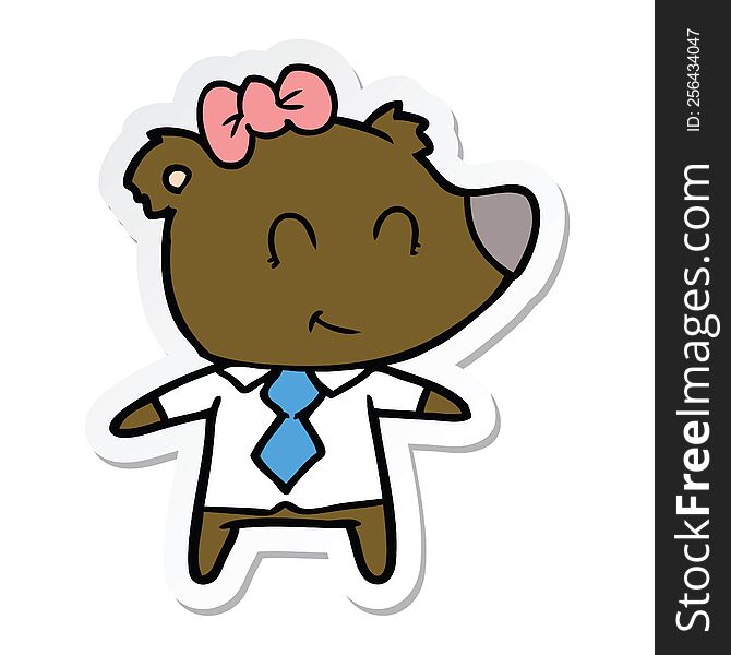 sticker of a female bear in work clothes