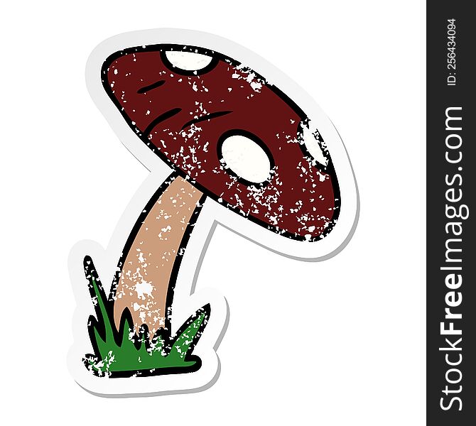 hand drawn distressed sticker cartoon doodle of a toad stool