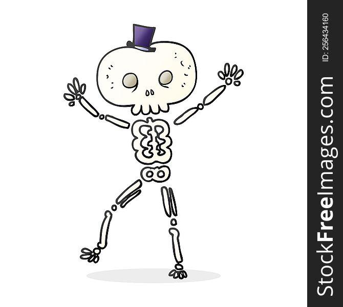 freehand drawn cartoon dancing skeleton