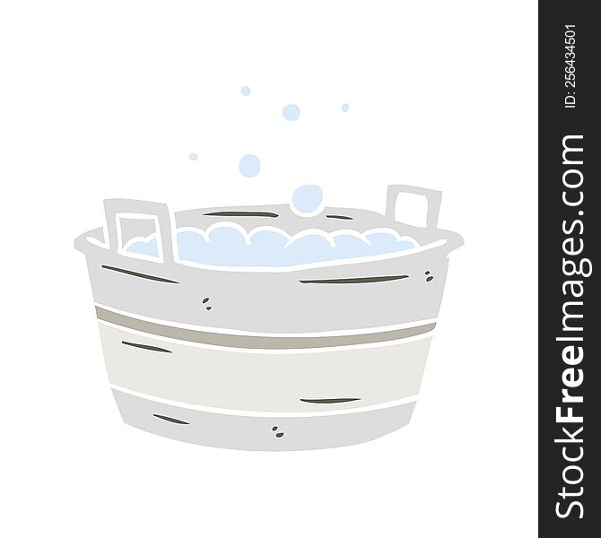 Flat Color Style Cartoon Old Tin Bath Full Of Water