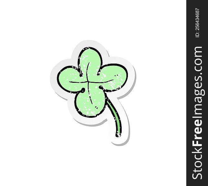 Retro Distressed Sticker Of A Cartoon Four Leaf Clover