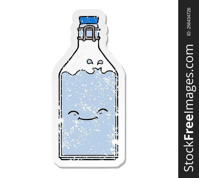 Distressed Sticker Of A Cartoon Old Water Bottle