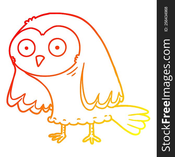 Warm Gradient Line Drawing Cartoon Owl