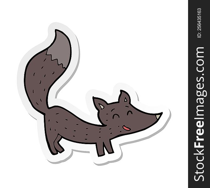 Sticker Of A Cartoon Little Wolf Cub
