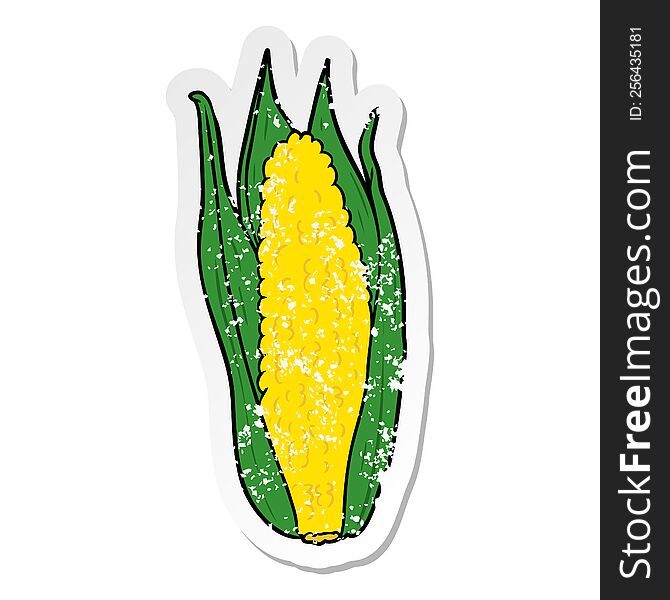 distressed sticker of a cartoon corn