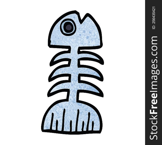 cartoon doodle fish bones