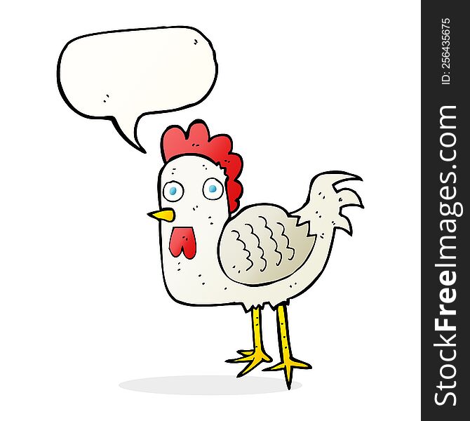 cartoon chicken with speech bubble