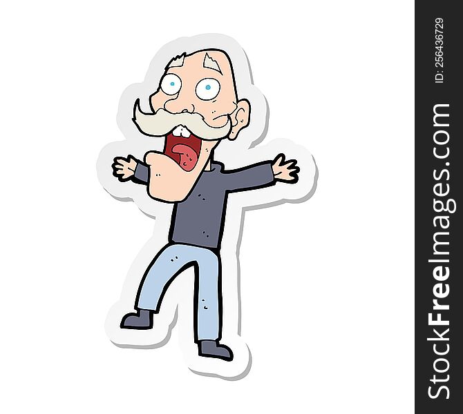 Sticker Of A Cartoon Shocked Old Man