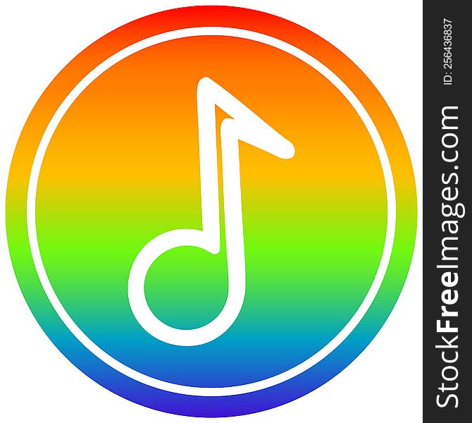 musical note circular icon with rainbow gradient finish. musical note circular icon with rainbow gradient finish