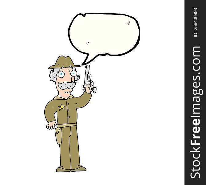 freehand drawn speech bubble cartoon sheriff