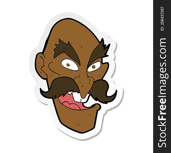 Sticker Of A Cartoon Evil Old Man Face