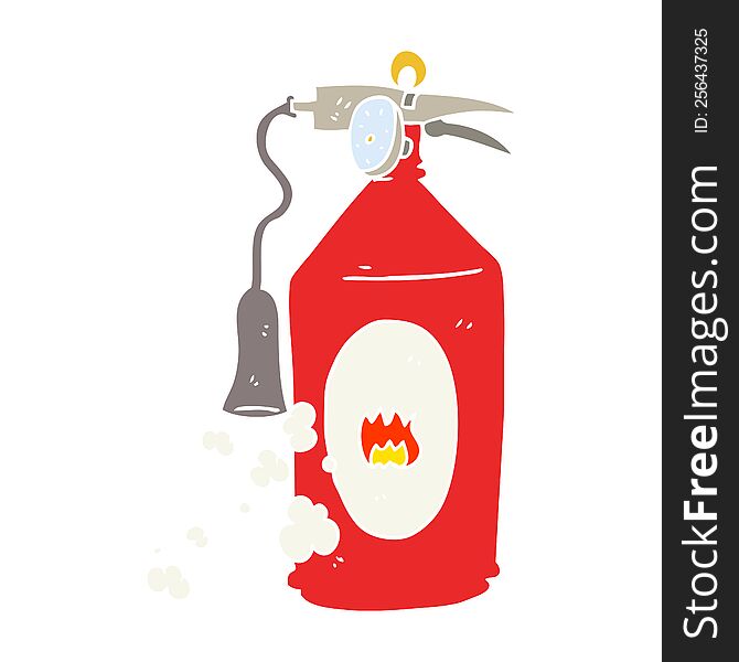 Flat Color Illustration Of A Cartoon Fire Extinguisher