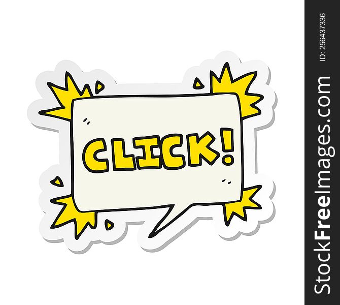 sticker of a cartoon click sign