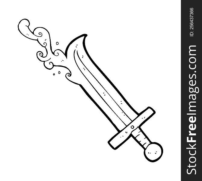 Black And White Cartoon Bloody Sword