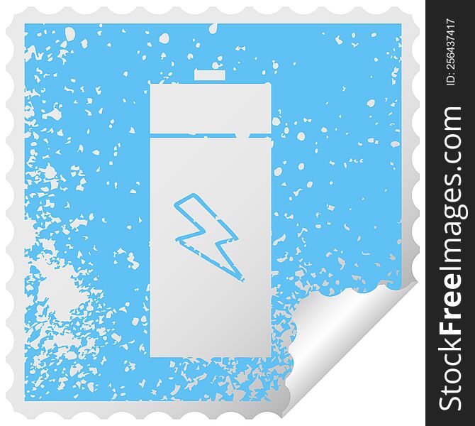 Distressed Square Peeling Sticker Symbol Electrical Battery