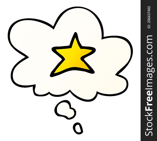 Cartoon Star Symbol And Thought Bubble In Smooth Gradient Style