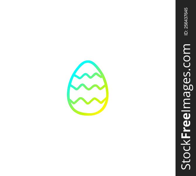 cold gradient line drawing of a cartoon painted easter egg