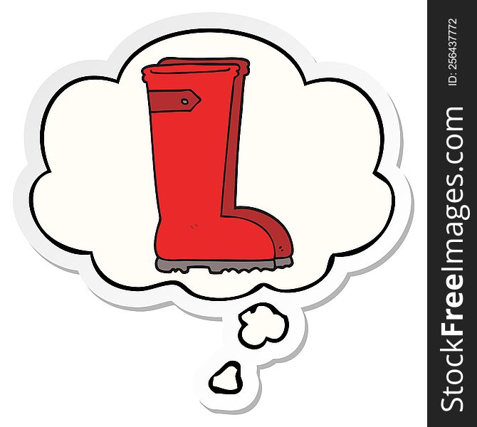 Cartoon Wellington Boots And Thought Bubble As A Printed Sticker