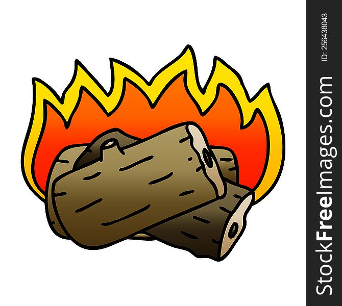 Quirky Gradient Shaded Cartoon Burning Log