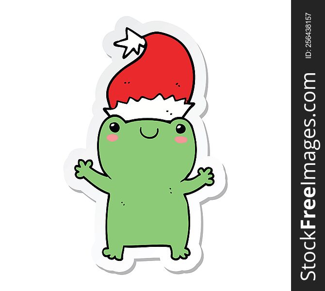 sticker of a cute christmas frog
