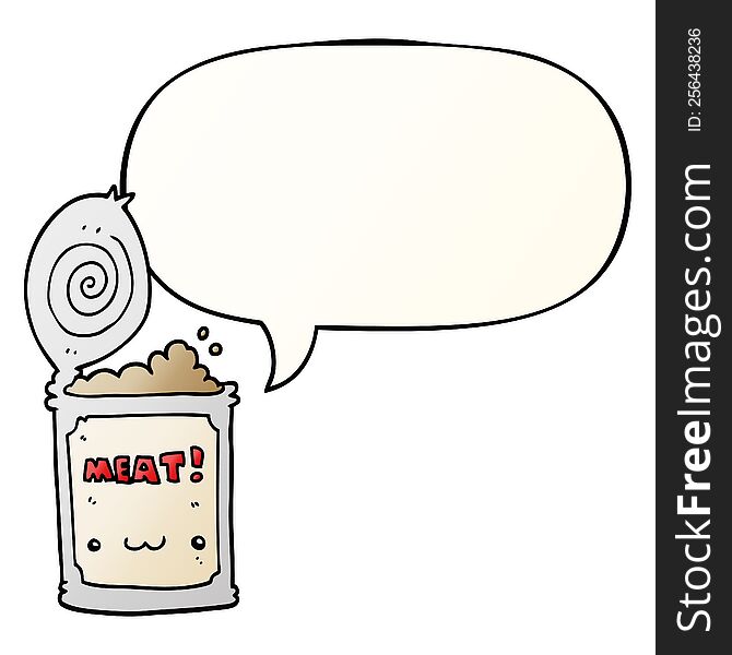 Cartoon Canned Food And Speech Bubble In Smooth Gradient Style