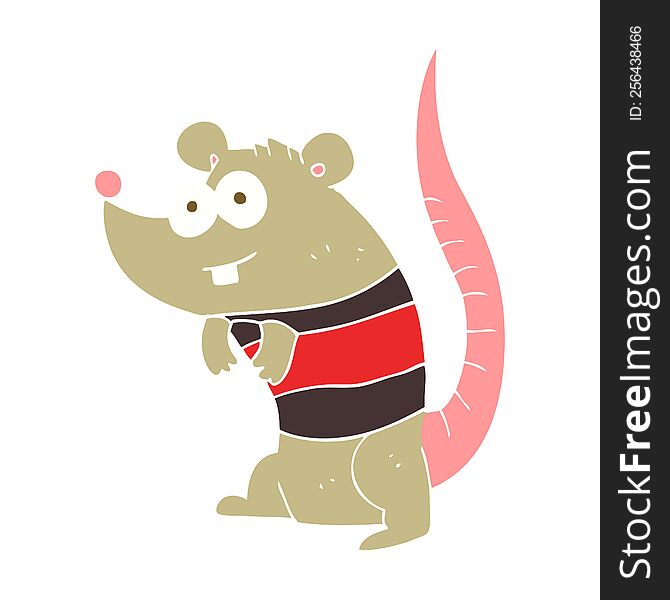 Flat Color Illustration Of A Cartoon Rat