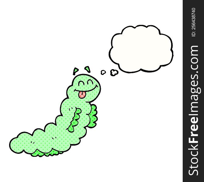 freehand drawn thought bubble cartoon caterpillar